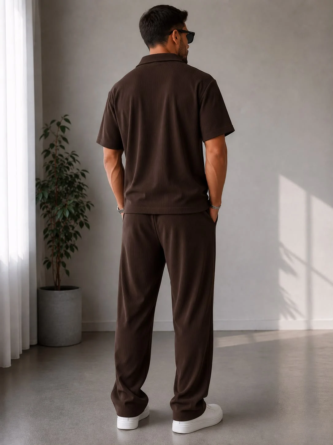 Kahverengi Ottoman Kumaş Erkek Alt Üst Takım alternatif görünüm