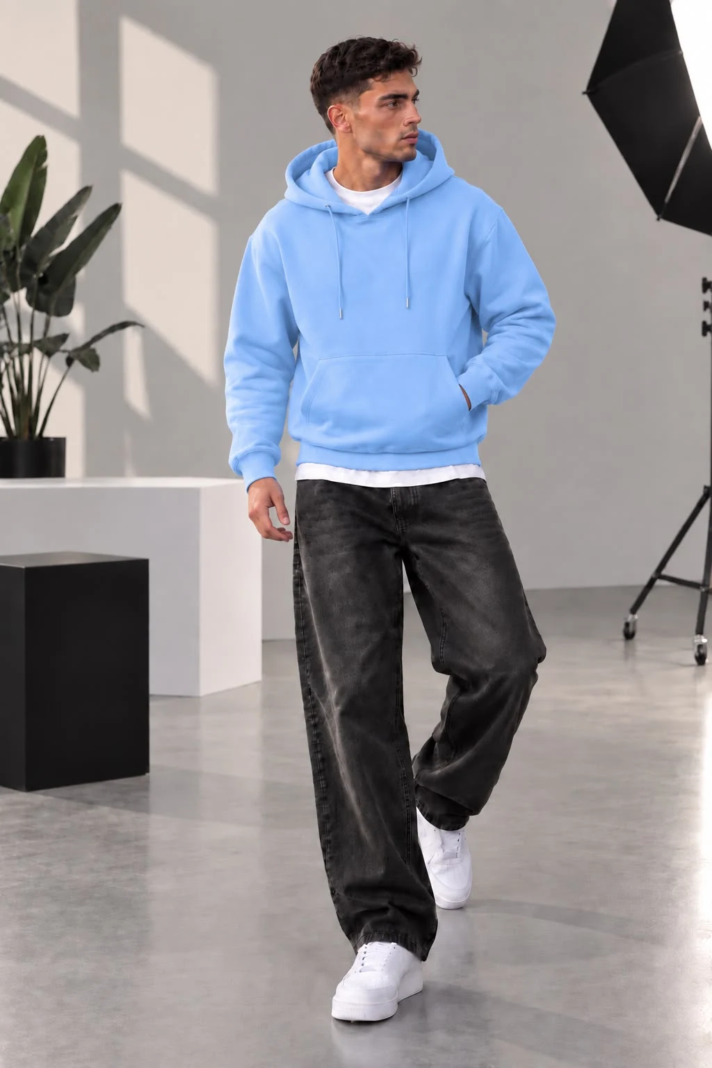 Bebemavi 3 İplik Kapüşonlu Basic Erkek Sweatshirt