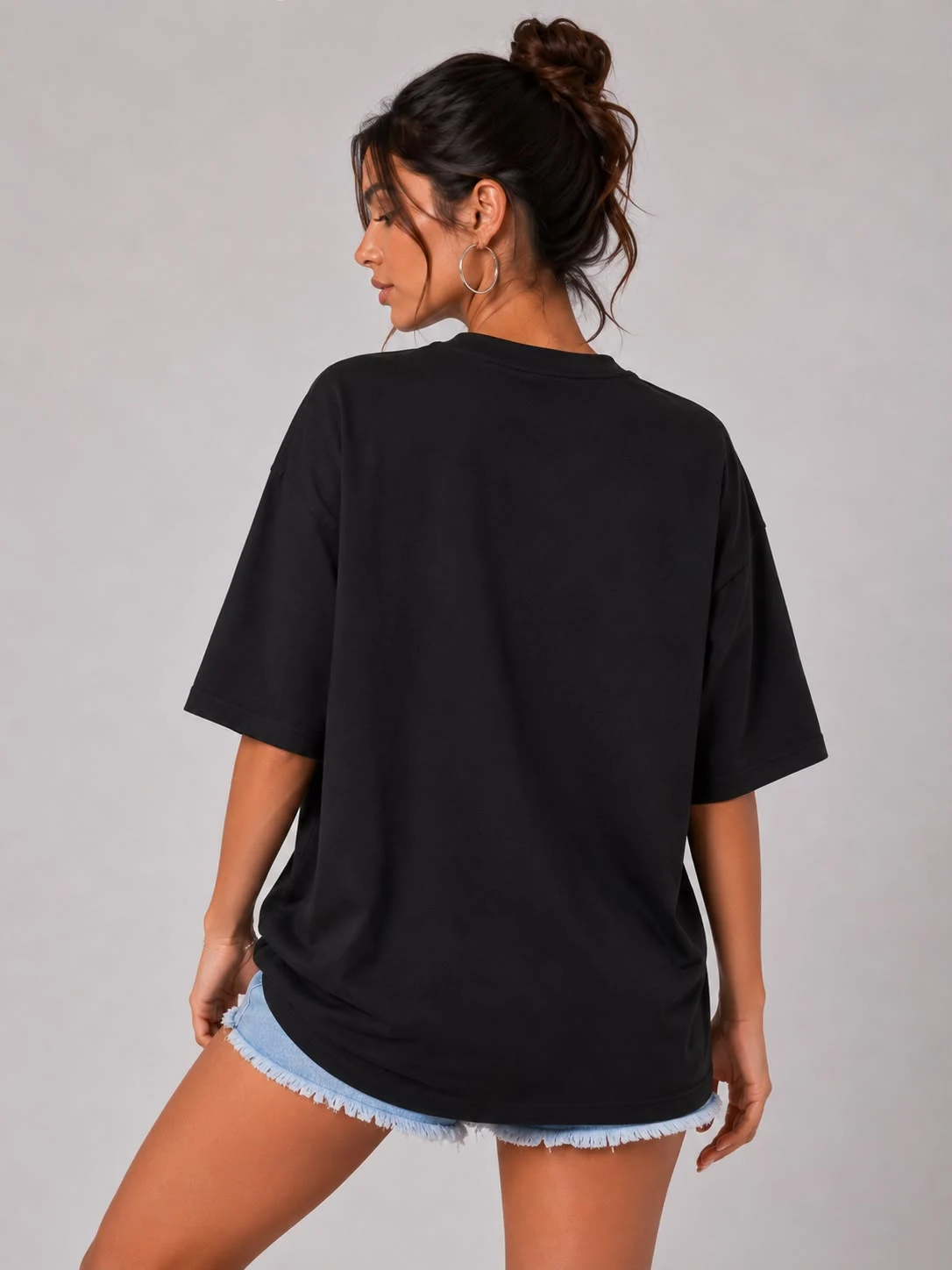 Siyah Vintage Araba Baskılı Oversize Kadın T-shirt alternatif görünüm