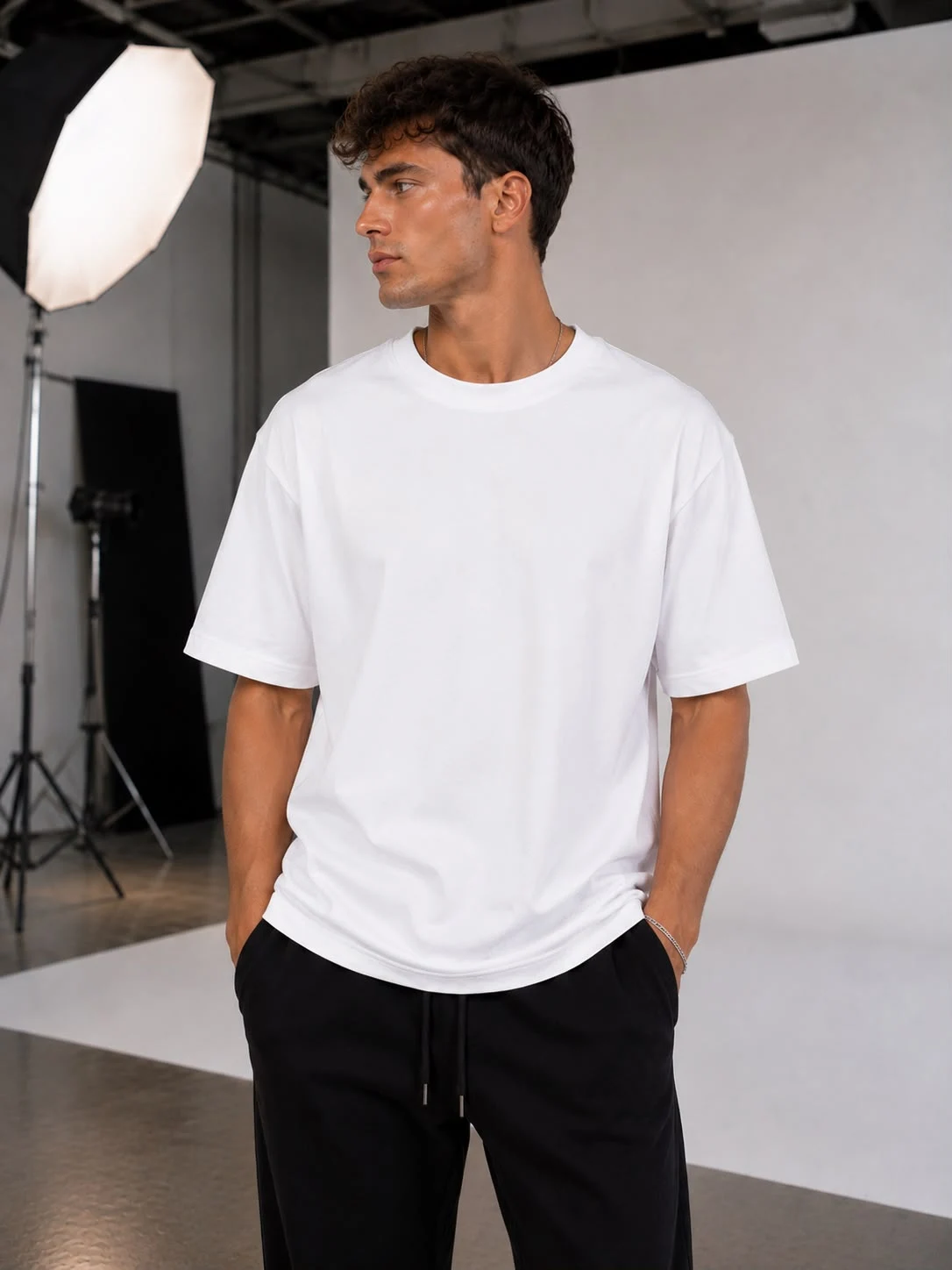Beyaz Basic Oversize Erkek T-Shirt